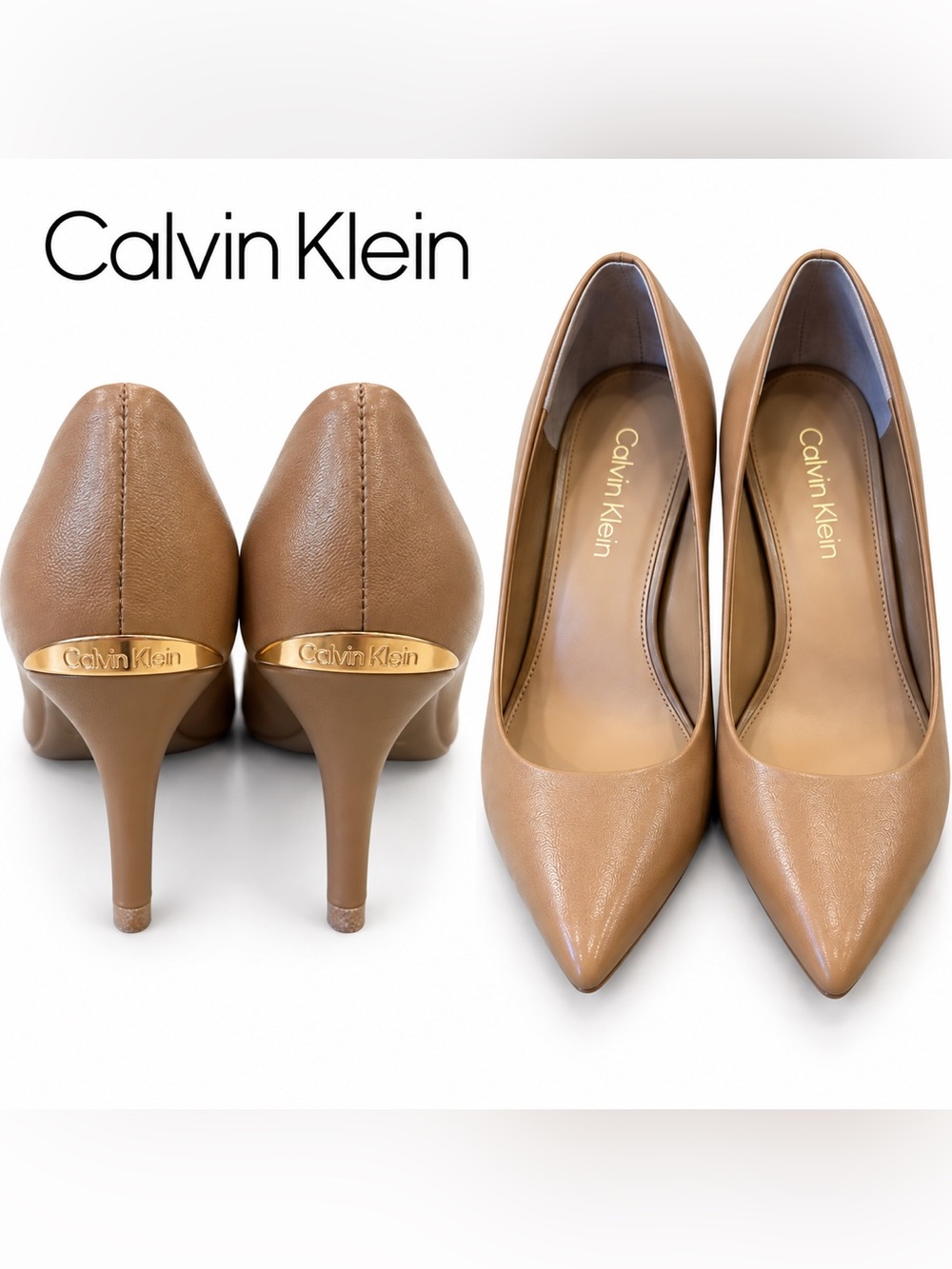 Calvin Klein Nude Tan Pointed Toe Pumps Heels Size 8.5
